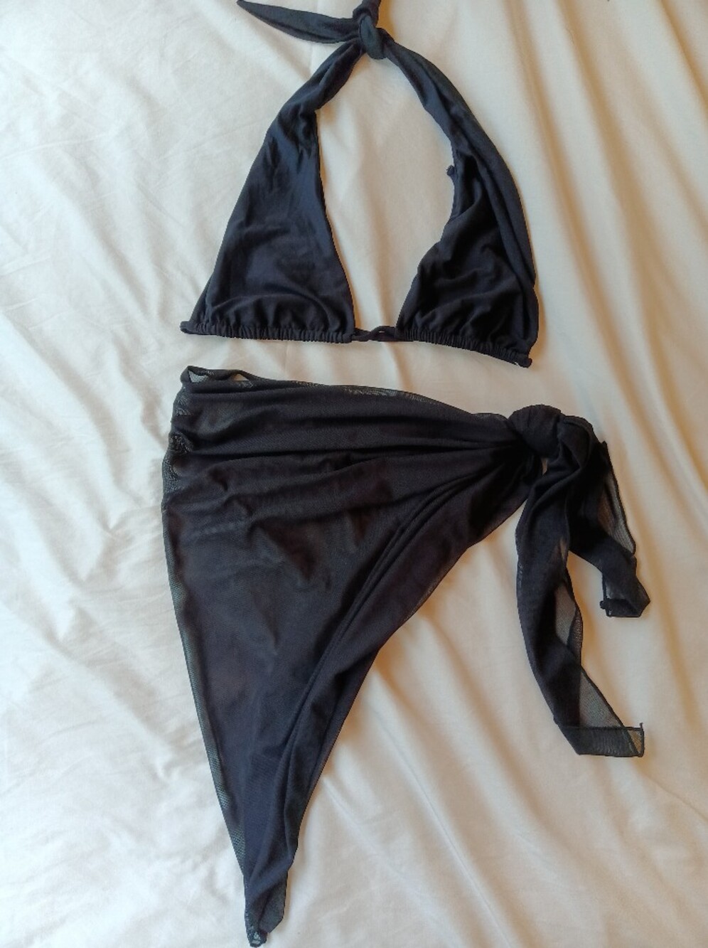 Mali brazilian bikini top with sheer wrap cover up black triangle swim set beach